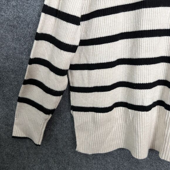 A New Day Pullover Bulky Sweater NWT Cream W/Black Stripe Crew Neck Long Sleeve - Picture 10 of 13